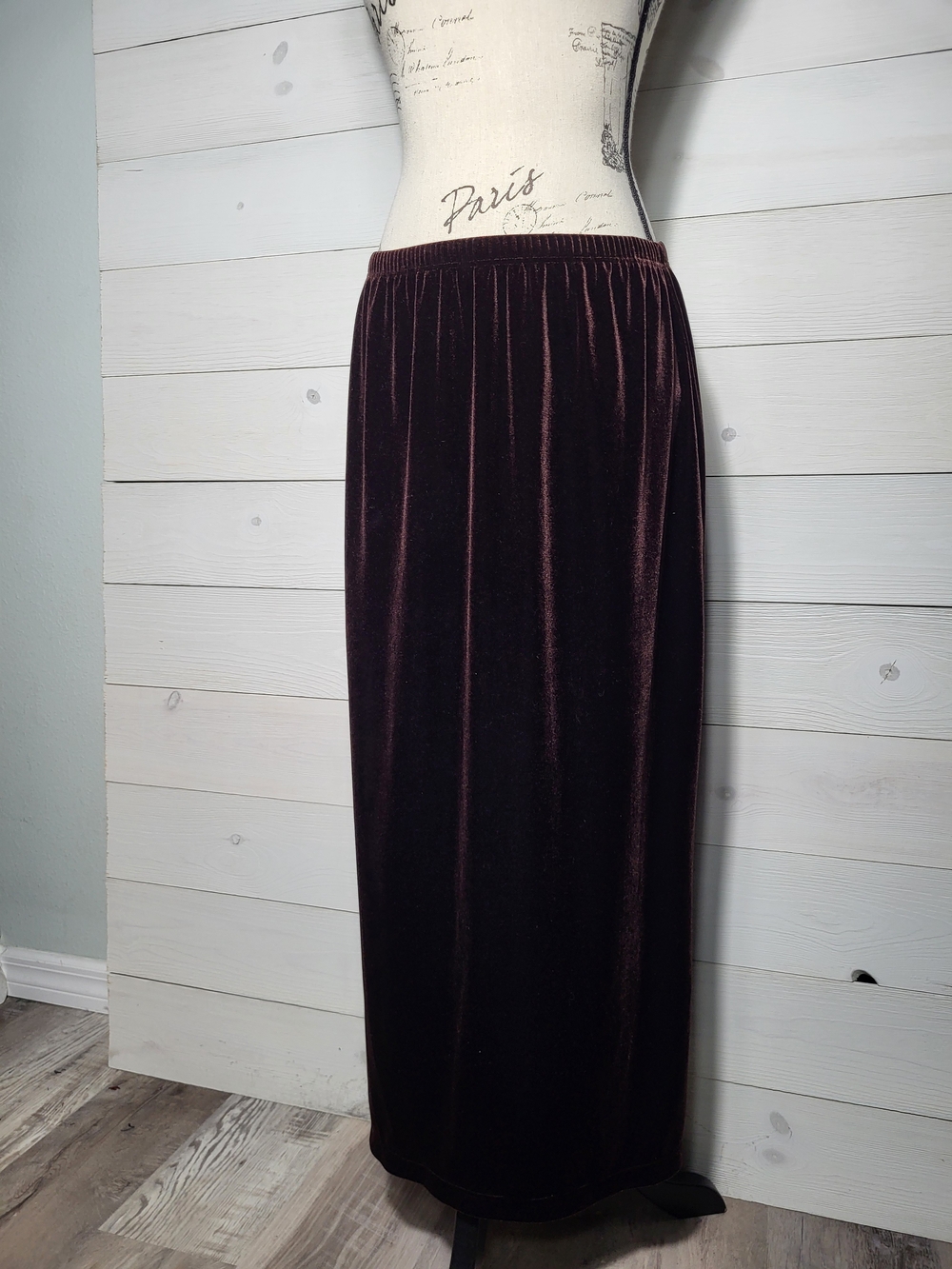 Vintage Briggs Maxi Skirt Brown Velvet Velour Elegant Fall Whimsigoth.